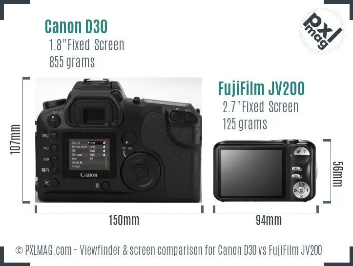 Canon D30 vs FujiFilm JV200 Screen and Viewfinder comparison Canon D30 vs FujiFilm JV200 Screen and Viewfinder comparison