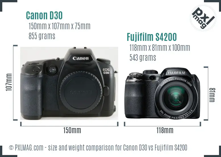 Canon D30 vs Fujifilm S4200 size comparison