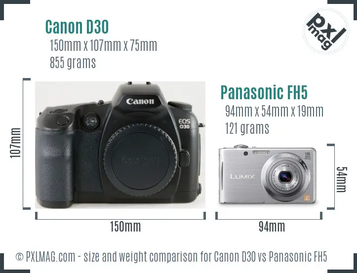 Canon D30 vs Panasonic FH5 size comparison