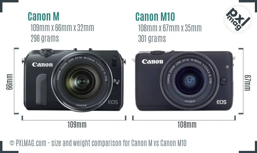 Canon M vs Canon M10 size comparison