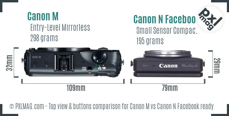 Canon M vs Canon N Facebook ready top view buttons comparison