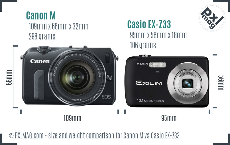 Canon M vs Casio EX-Z33 size comparison Canon M vs Casio EX-Z33 size comparison