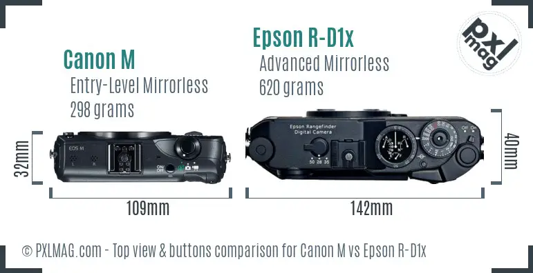 Canon M vs Epson R-D1x top view buttons comparison