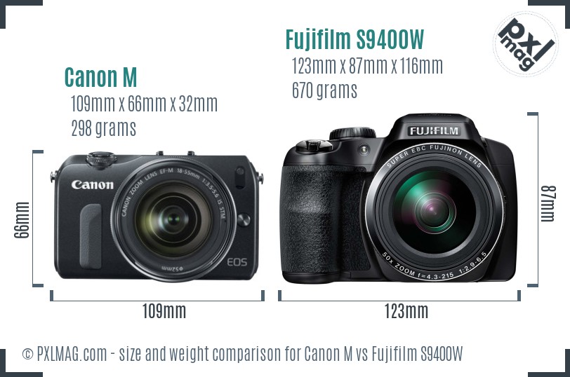 Canon M vs Fujifilm S9400W size comparison Canon M vs Fujifilm S9400W size comparison