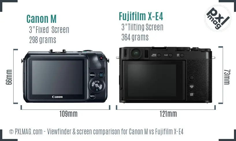 Canon M vs Fujifilm X-E4 Screen and Viewfinder comparison