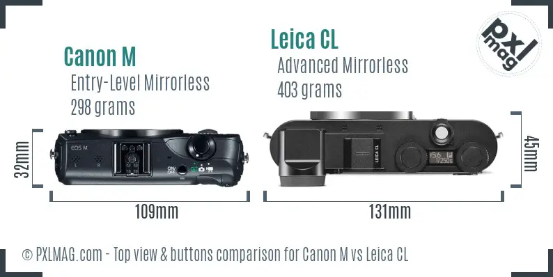 Canon M vs Leica CL top view buttons comparison