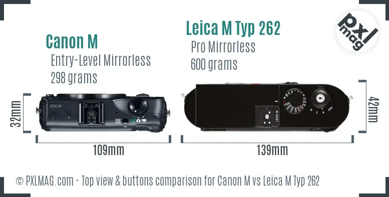Canon M vs Leica M Typ 262 top view buttons comparison