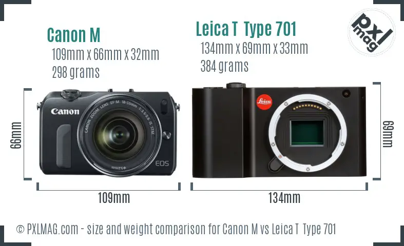 Canon M vs Leica T Type 701 size comparison Canon M vs Leica T Type 701 size comparison