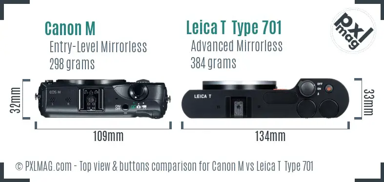 Canon M vs Leica T Type 701 top view buttons comparison Canon M vs Leica T Type 701 top view buttons comparison
