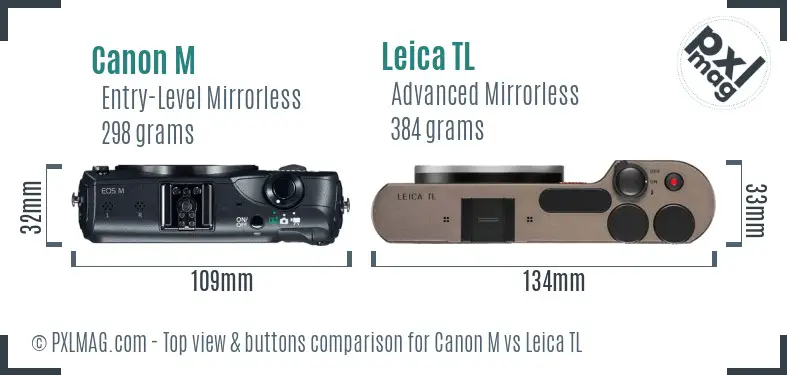 Canon M vs Leica TL top view buttons comparison