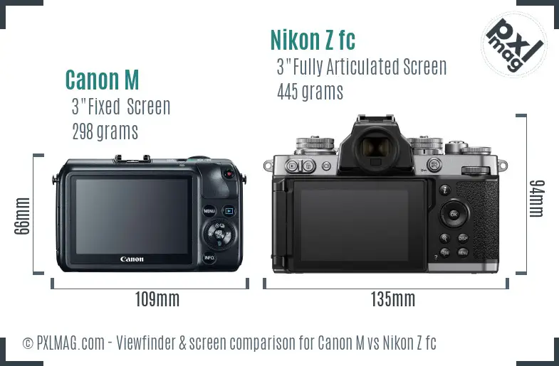 Canon M vs Nikon Z fc Screen and Viewfinder comparison