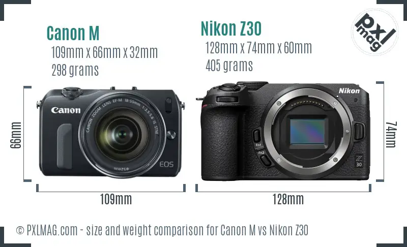 Canon M vs Nikon Z30 size comparison