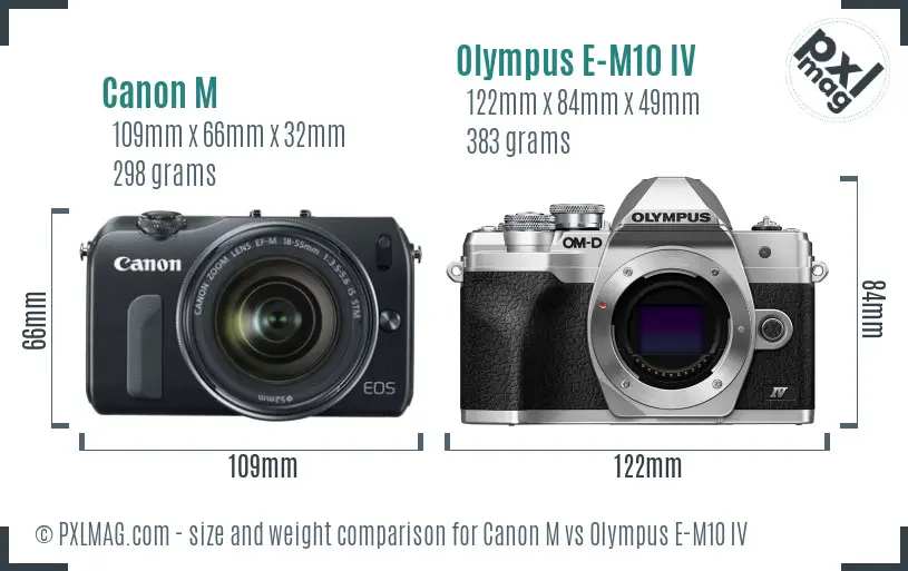 Canon M vs Olympus E-M10 IV size comparison Canon M vs Olympus E-M10 IV size comparison