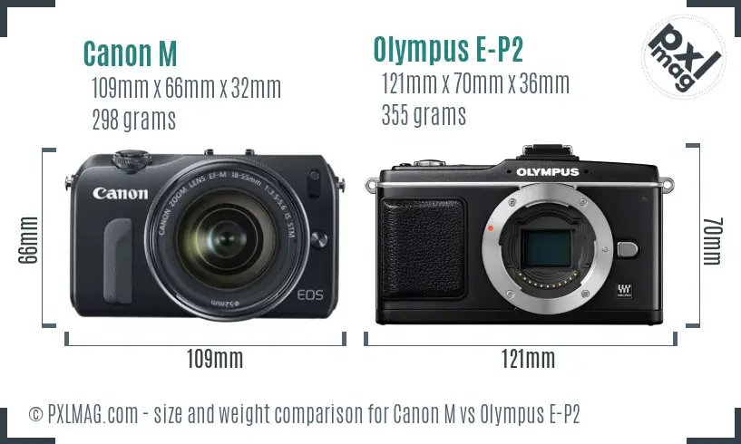 Canon M vs Olympus E-P2 size comparison