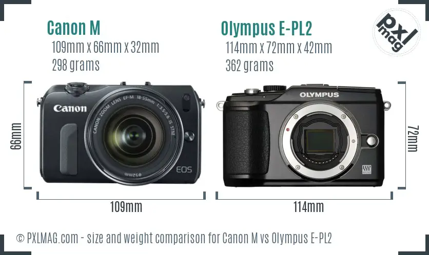 Canon M vs Olympus E-PL2 size comparison Canon M vs Olympus E-PL2 size comparison
