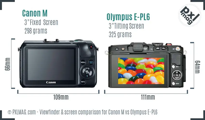 Canon M vs Olympus E-PL6 Screen and Viewfinder comparison
