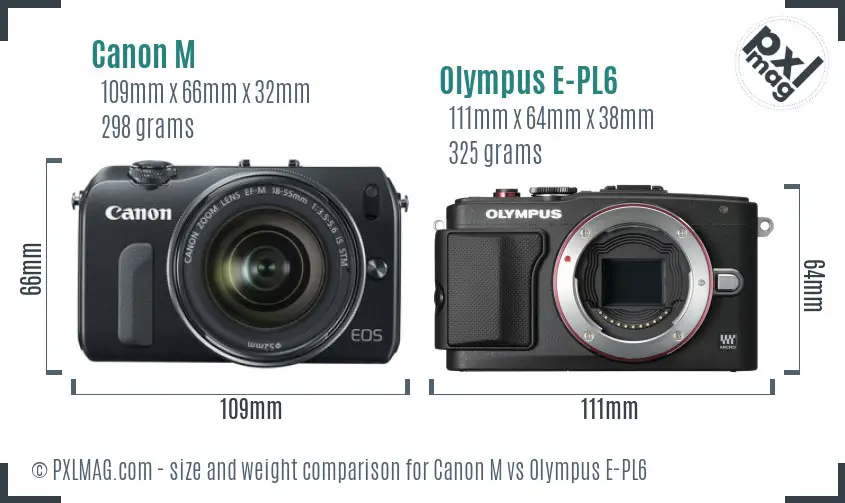 Canon M vs Olympus E-PL6 size comparison