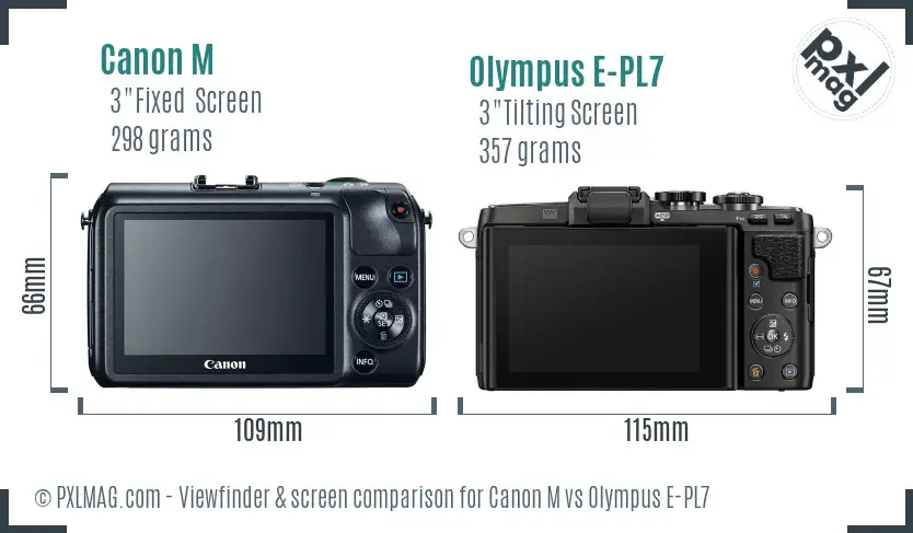 Canon M vs Olympus E-PL7 Screen and Viewfinder comparison
