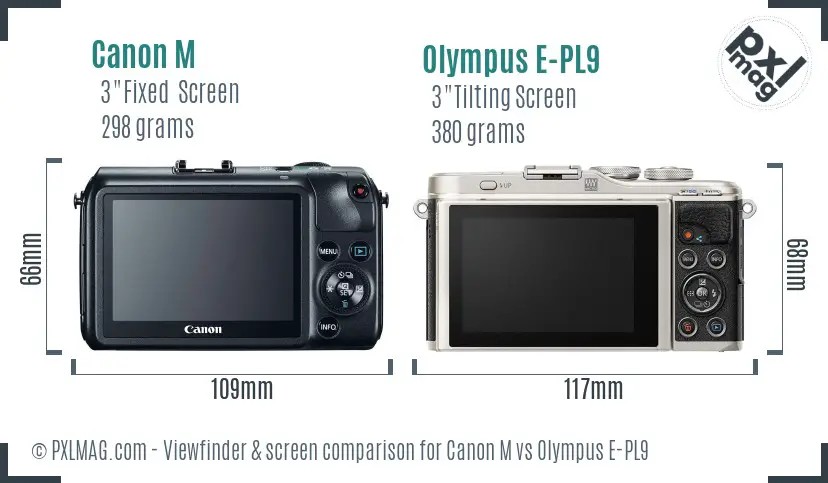 Canon M vs Olympus E-PL9 Screen and Viewfinder comparison