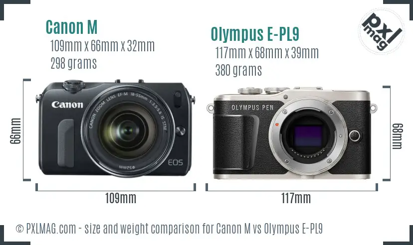 Canon M vs Olympus E-PL9 size comparison