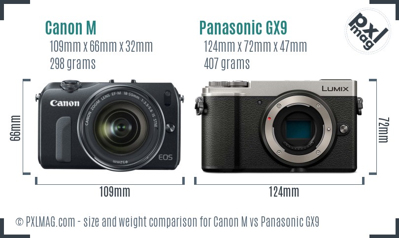 Canon M vs Panasonic GX9 size comparison Canon M vs Panasonic GX9 size comparison