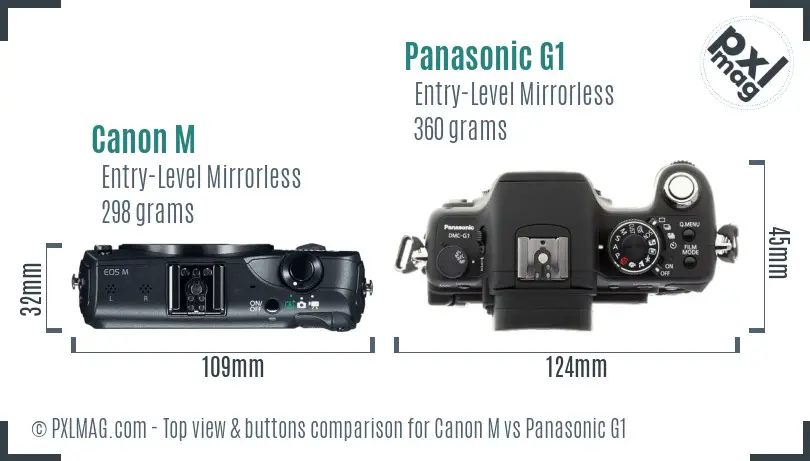 Canon M vs Panasonic G1 top view buttons comparison