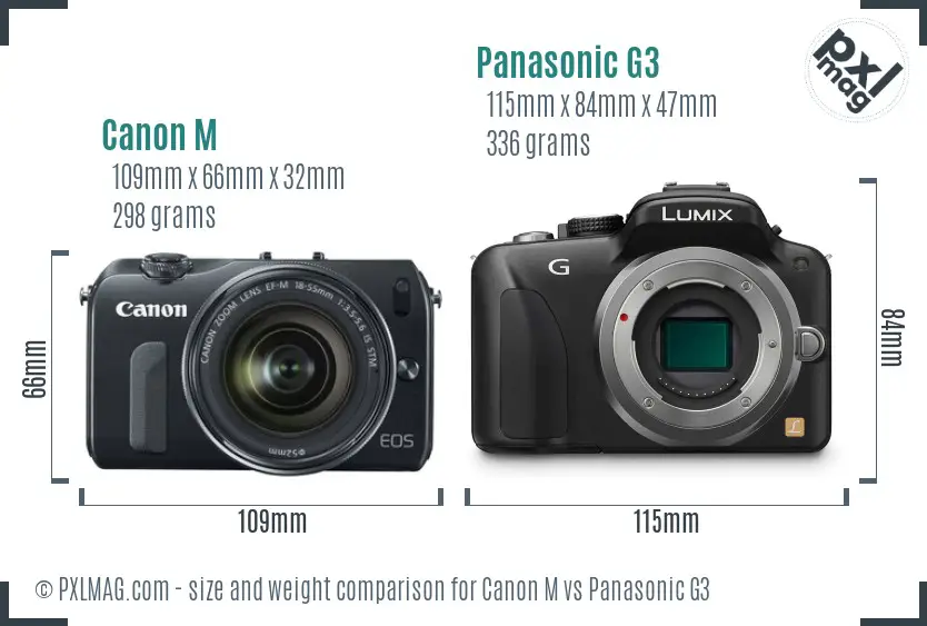 Canon M vs Panasonic G3 size comparison Canon M vs Panasonic G3 size comparison