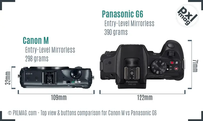 Canon M vs Panasonic G6 top view buttons comparison