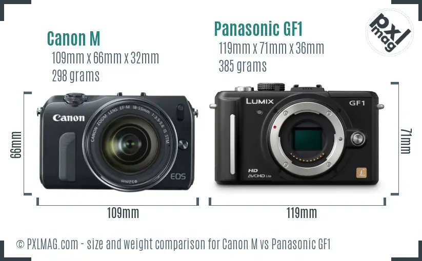 Canon M vs Panasonic GF1 size comparison Canon M vs Panasonic GF1 size comparison