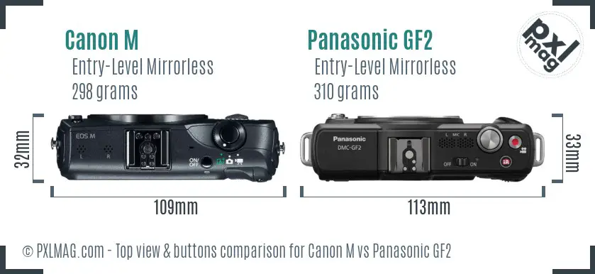 Canon M vs Panasonic GF2 top view buttons comparison