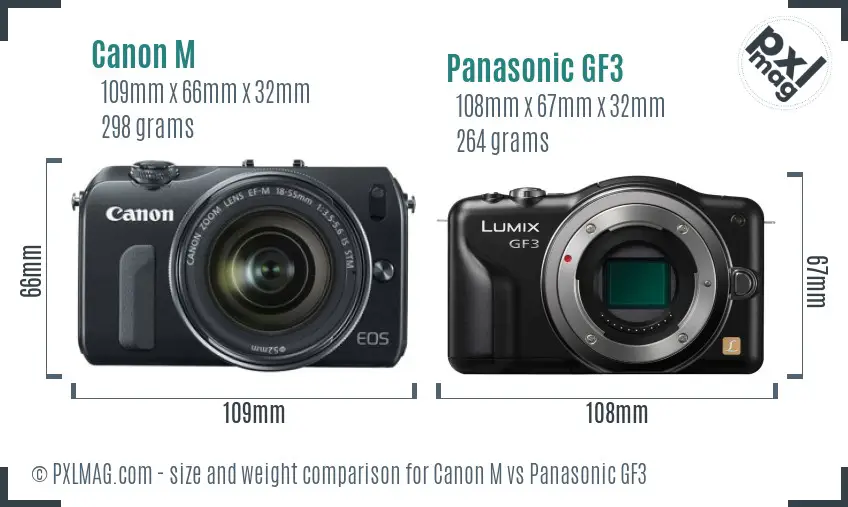 Canon M vs Panasonic GF3 size comparison