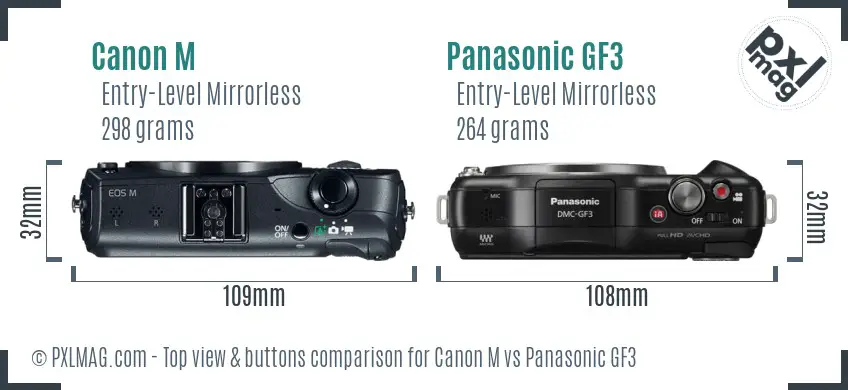 Canon M vs Panasonic GF3 top view buttons comparison