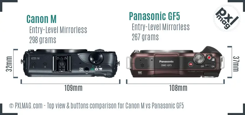 Canon M vs Panasonic GF5 top view buttons comparison