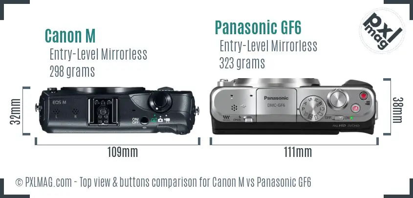 Canon M vs Panasonic GF6 top view buttons comparison