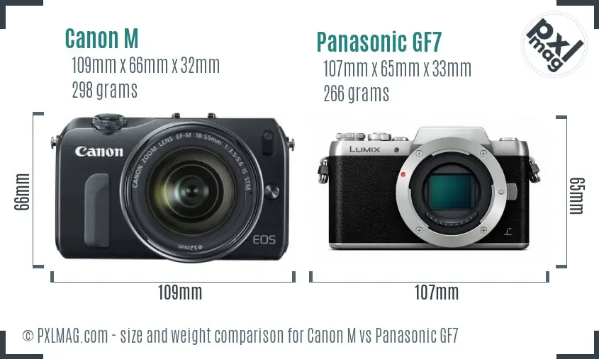Canon M vs Panasonic GF7 size comparison