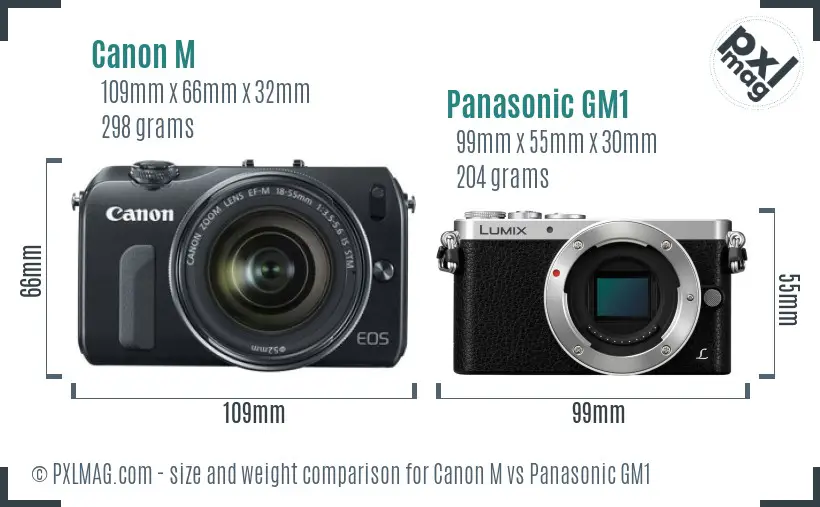 Canon M vs Panasonic GM1 size comparison