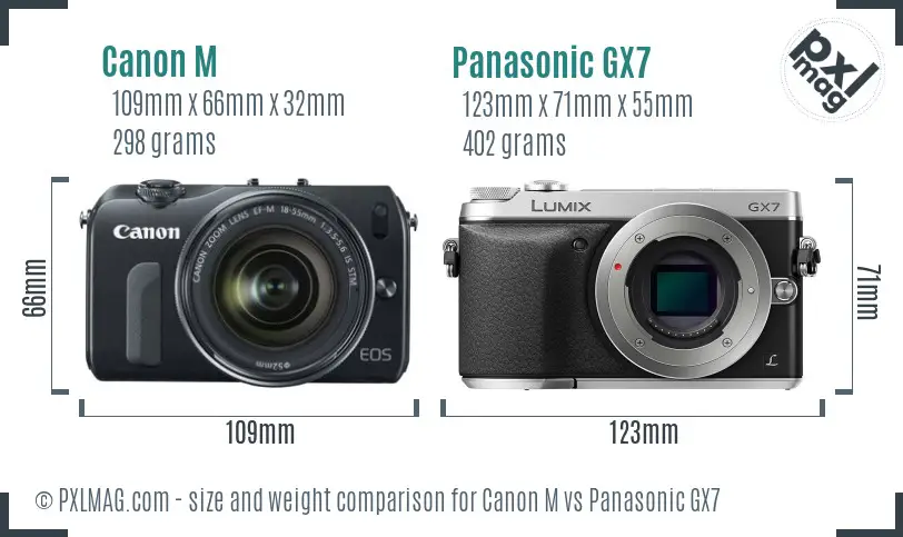 Canon M vs Panasonic GX7 size comparison