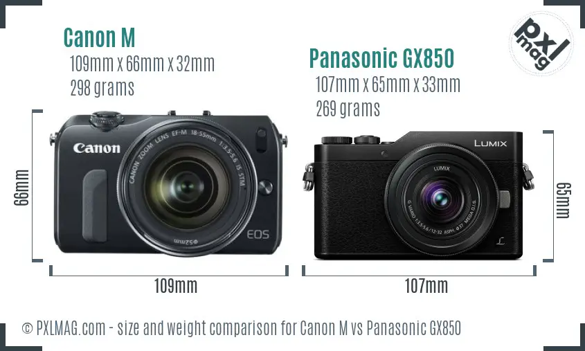 Canon M vs Panasonic GX850 size comparison