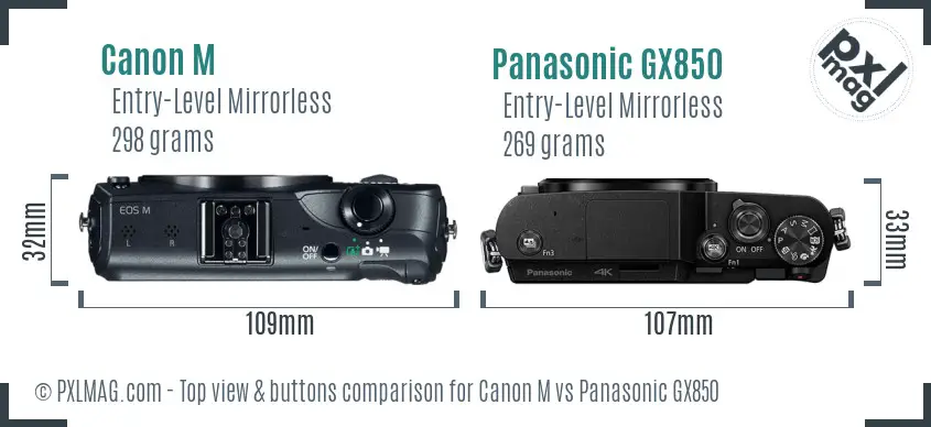 Canon M vs Panasonic GX850 top view buttons comparison