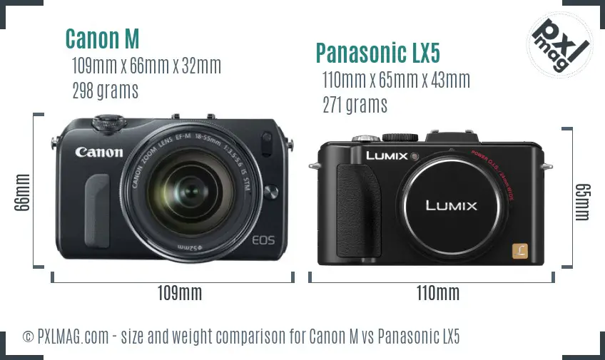 Canon M vs Panasonic LX5 size comparison Canon M vs Panasonic LX5 size comparison