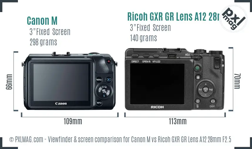 Canon M vs Ricoh GXR GR Lens A12 28mm F2.5 Screen and Viewfinder comparison Canon M vs Ricoh GXR GR Lens A12 28mm F2.5 Screen and Viewfinder comparison