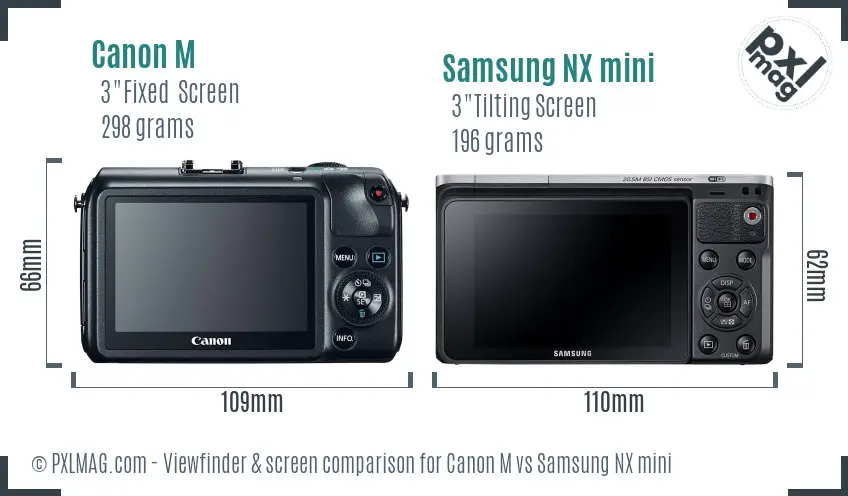 Canon M vs Samsung NX mini Screen and Viewfinder comparison