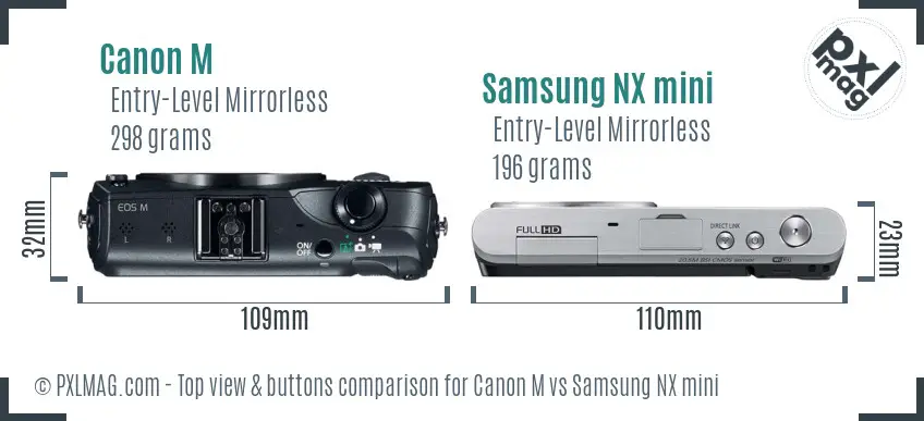Canon M vs Samsung NX mini top view buttons comparison