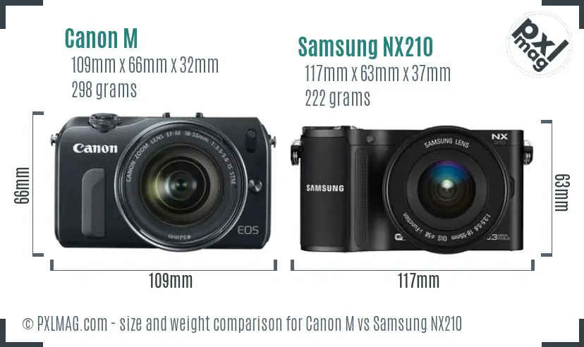 Canon M vs Samsung NX210 size comparison