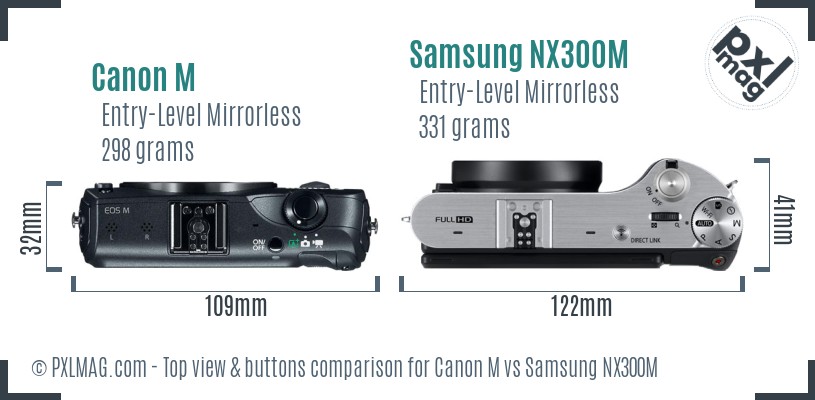 Canon M vs Samsung NX300M top view buttons comparison