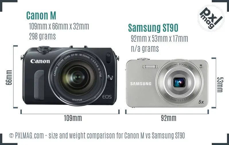 Canon M vs Samsung ST90 size comparison
