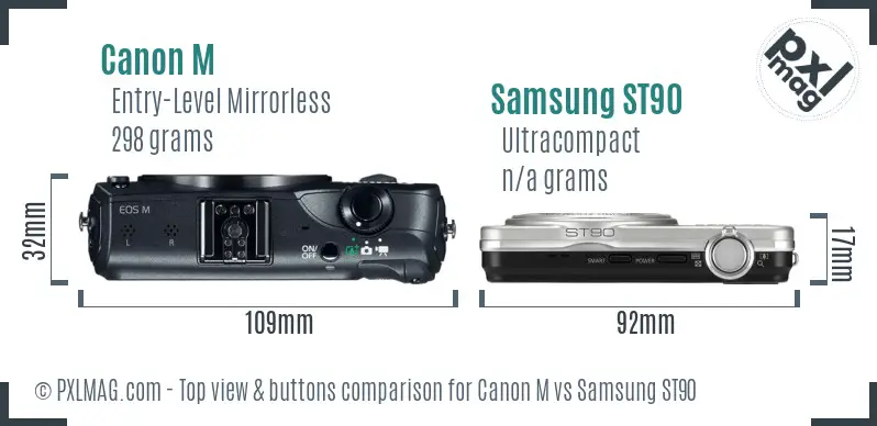 Canon M vs Samsung ST90 top view buttons comparison