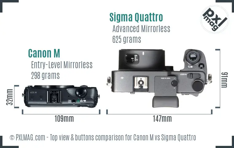 Canon M vs Sigma Quattro top view buttons comparison