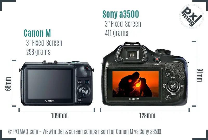 Canon M vs Sony a3500 Screen and Viewfinder comparison