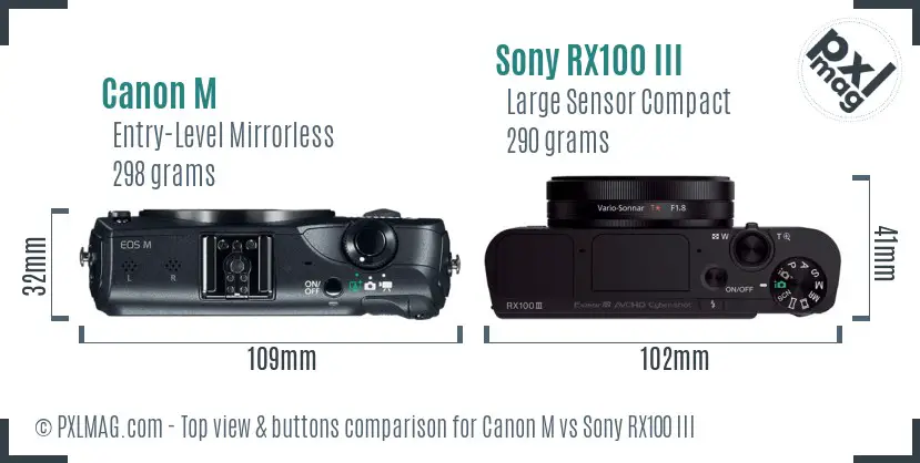 Canon M vs Sony RX100 III top view buttons comparison Canon M vs Sony RX100 III top view buttons comparison